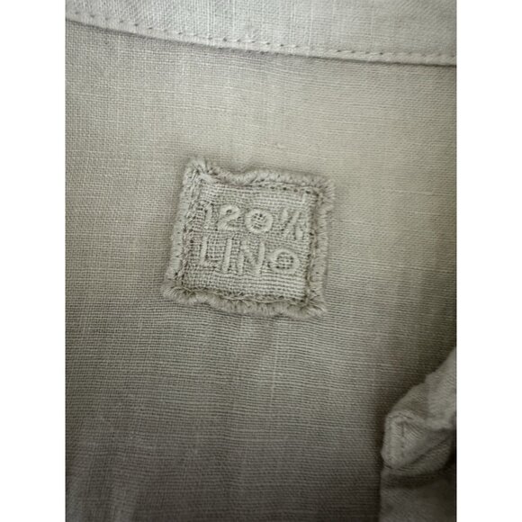 120% LINO Beige Long Sleeve Maxi Dress Lace Up Neckline Sz M - Picture 7 of 7